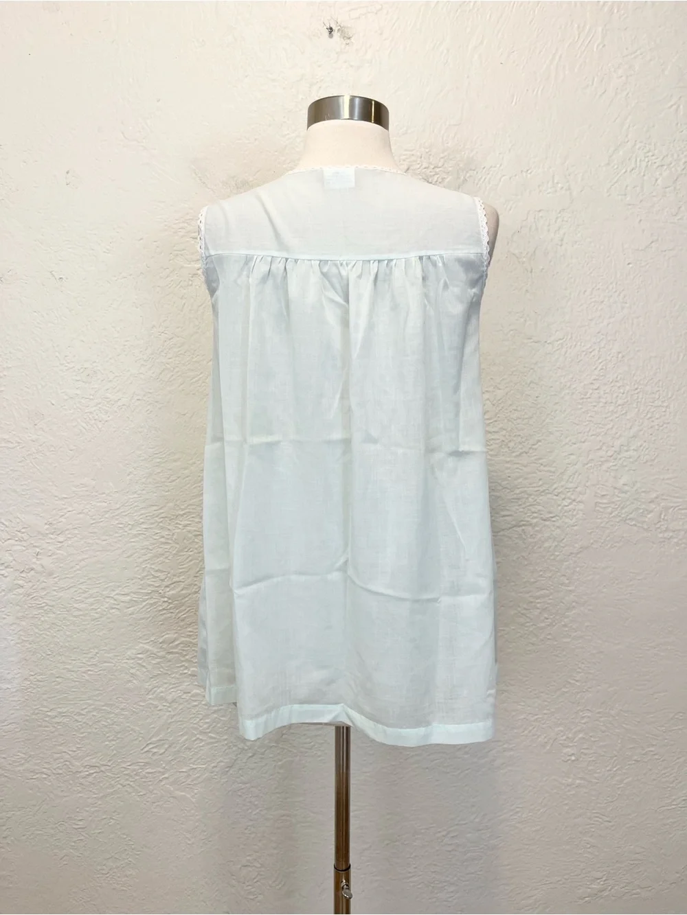 Vintage Micro Mini Babydoll Sleep Dress Blue Eyelet Lace Floral XS - Picture 6 of 14